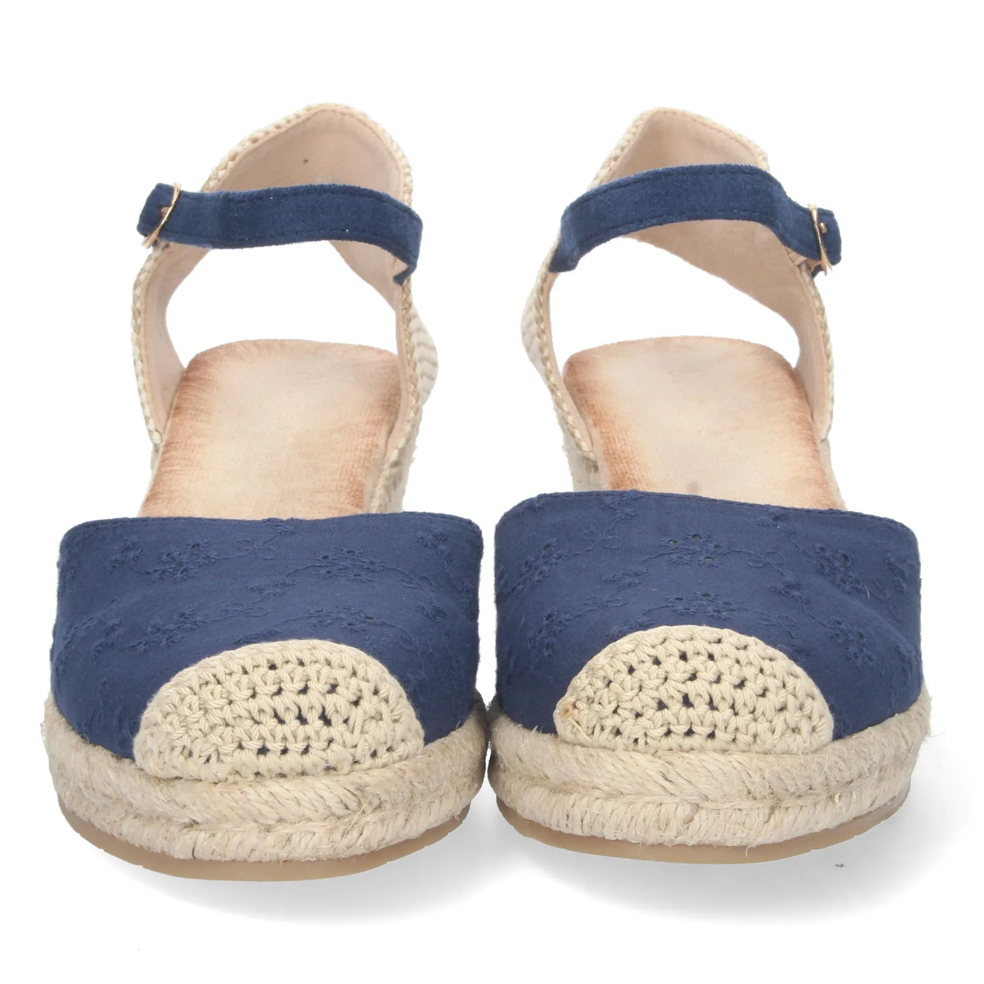 Sandalias de cuña en yute para mujer color azul