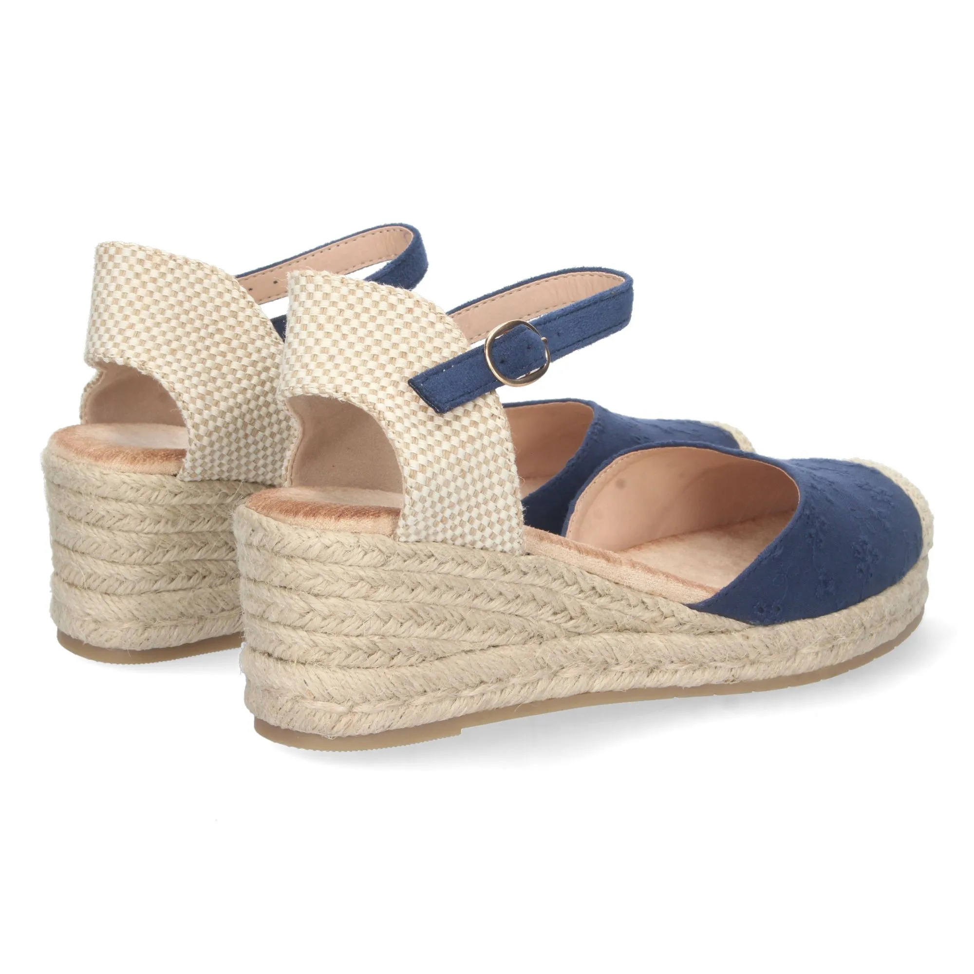 Sandalias de cuña en yute para mujer color azul