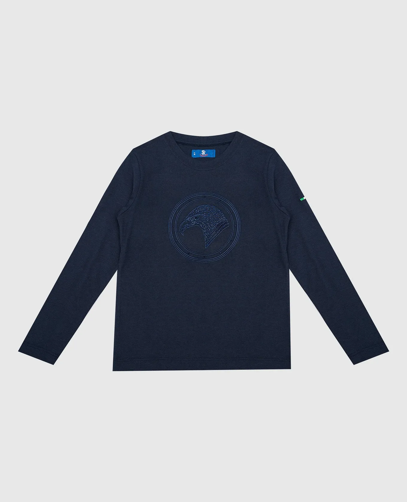 Stefano Ricci Children's blue longsleeve with embroidery and crystals