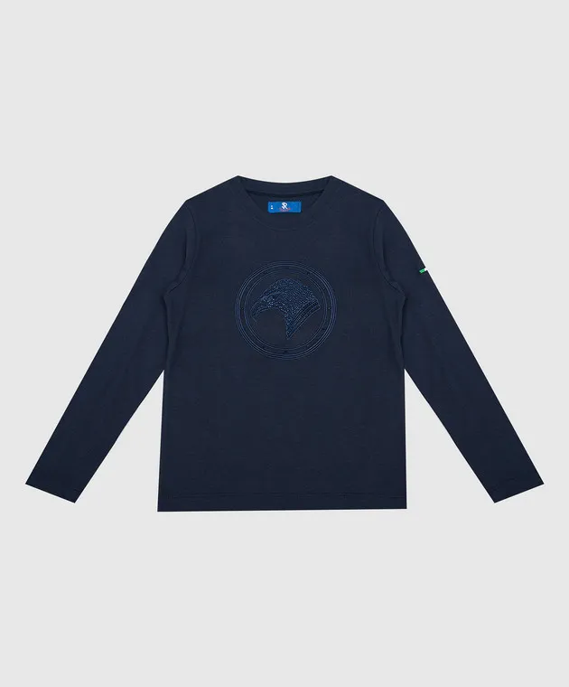 Stefano Ricci Children's blue longsleeve with embroidery and crystals