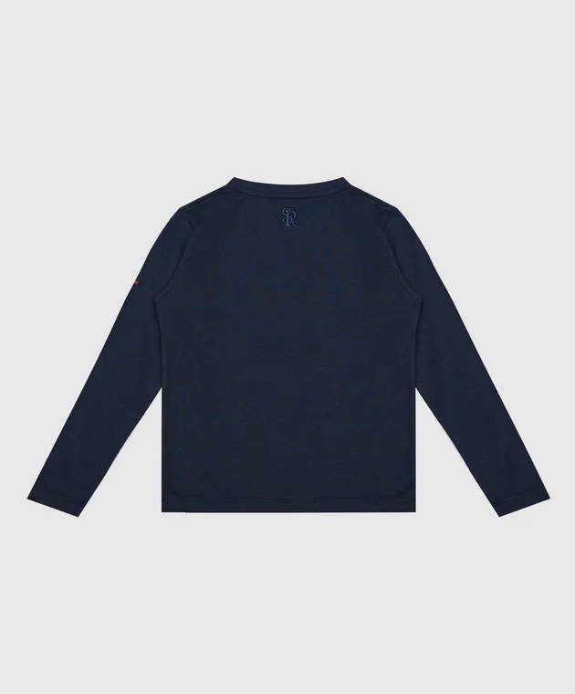 Stefano Ricci Children's blue longsleeve with embroidery and crystals