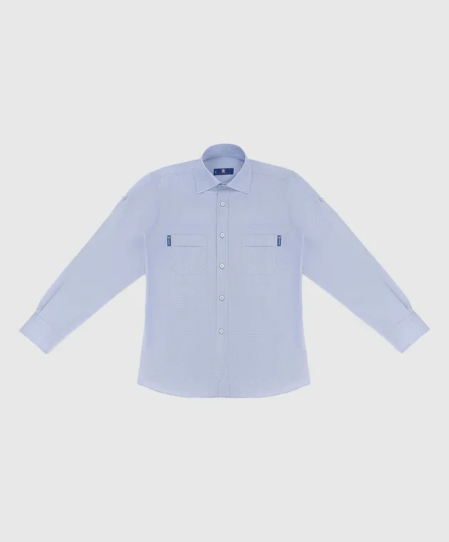 Stefano Ricci Children's blue shirt in a pattern