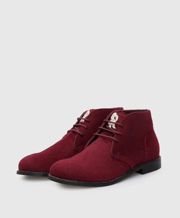 Stefano Ricci Children's burgundy cashmere deserts