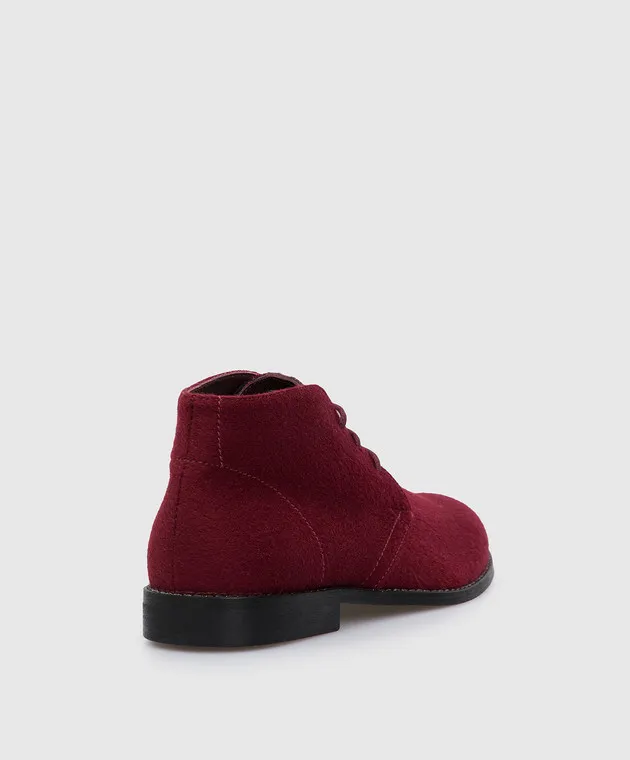 Stefano Ricci Children's burgundy cashmere deserts