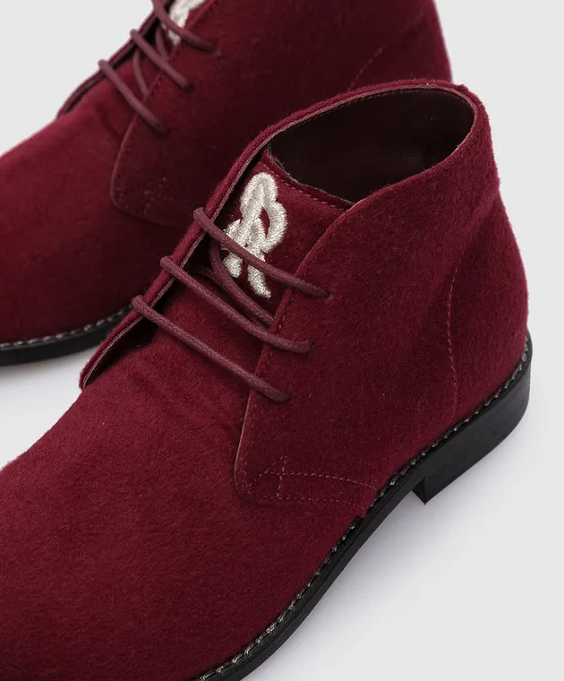 Stefano Ricci Children's burgundy cashmere deserts