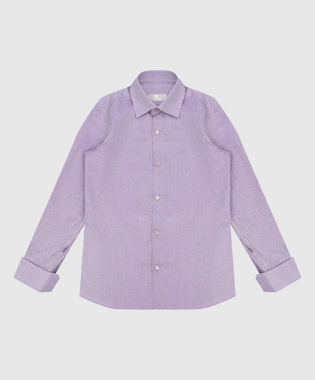 Stefano Ricci Children's purple shirt in a geometric pattern