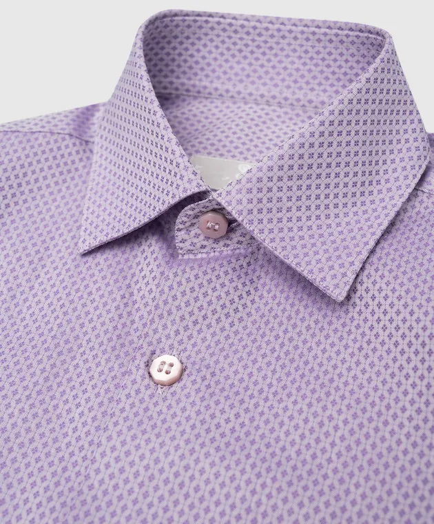 Stefano Ricci Children's purple shirt in a geometric pattern