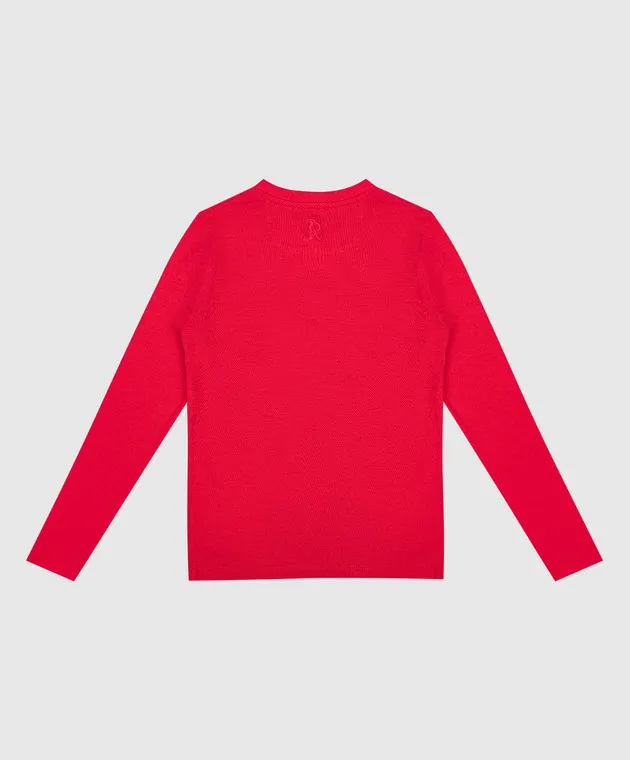 Stefano Ricci Children's red longsleeve with embroidery and crystals