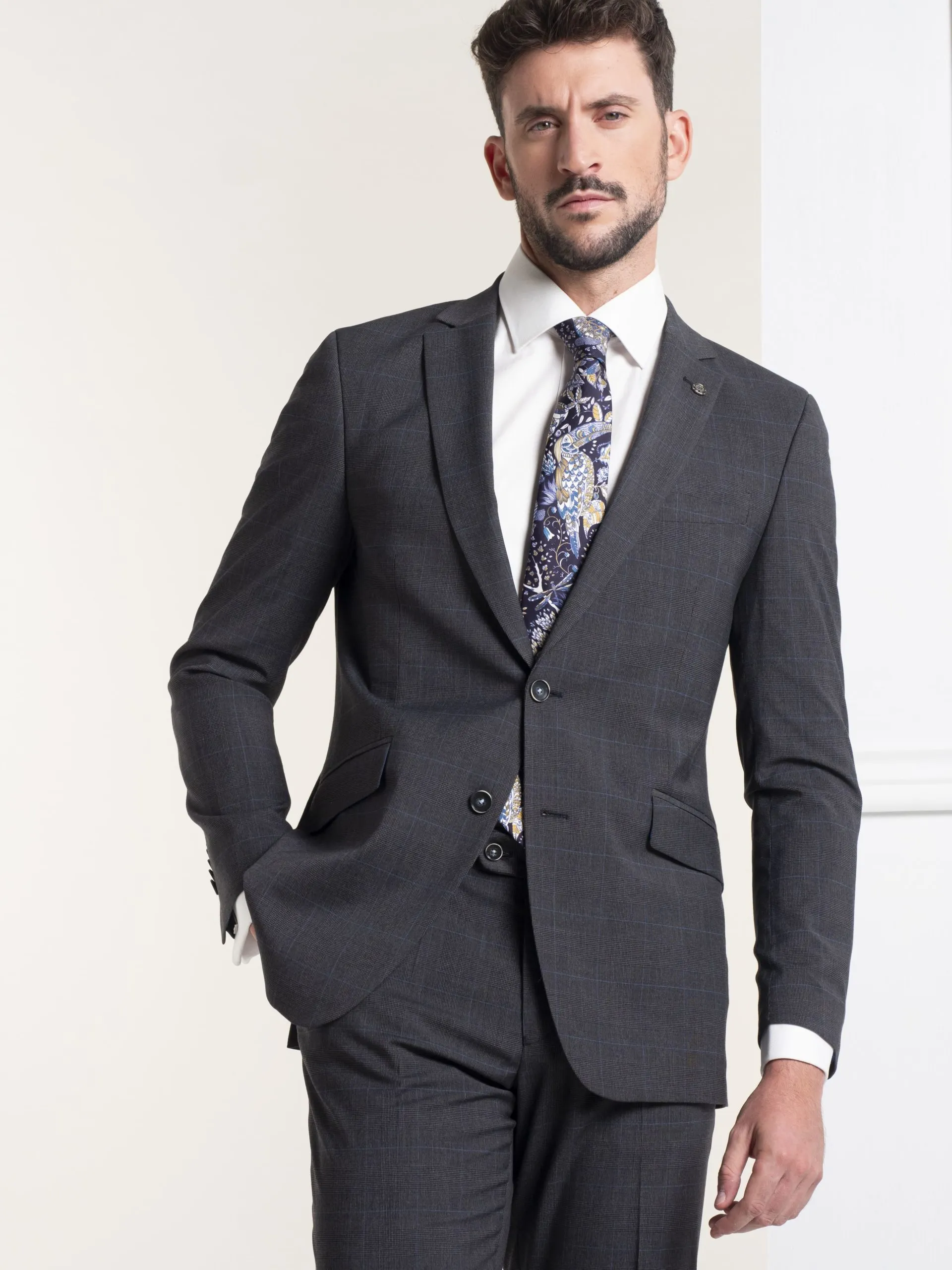 TRAJE GRIS MEDIO PRINCIPE DE GALES «COLECCIÓN VICTORIA»