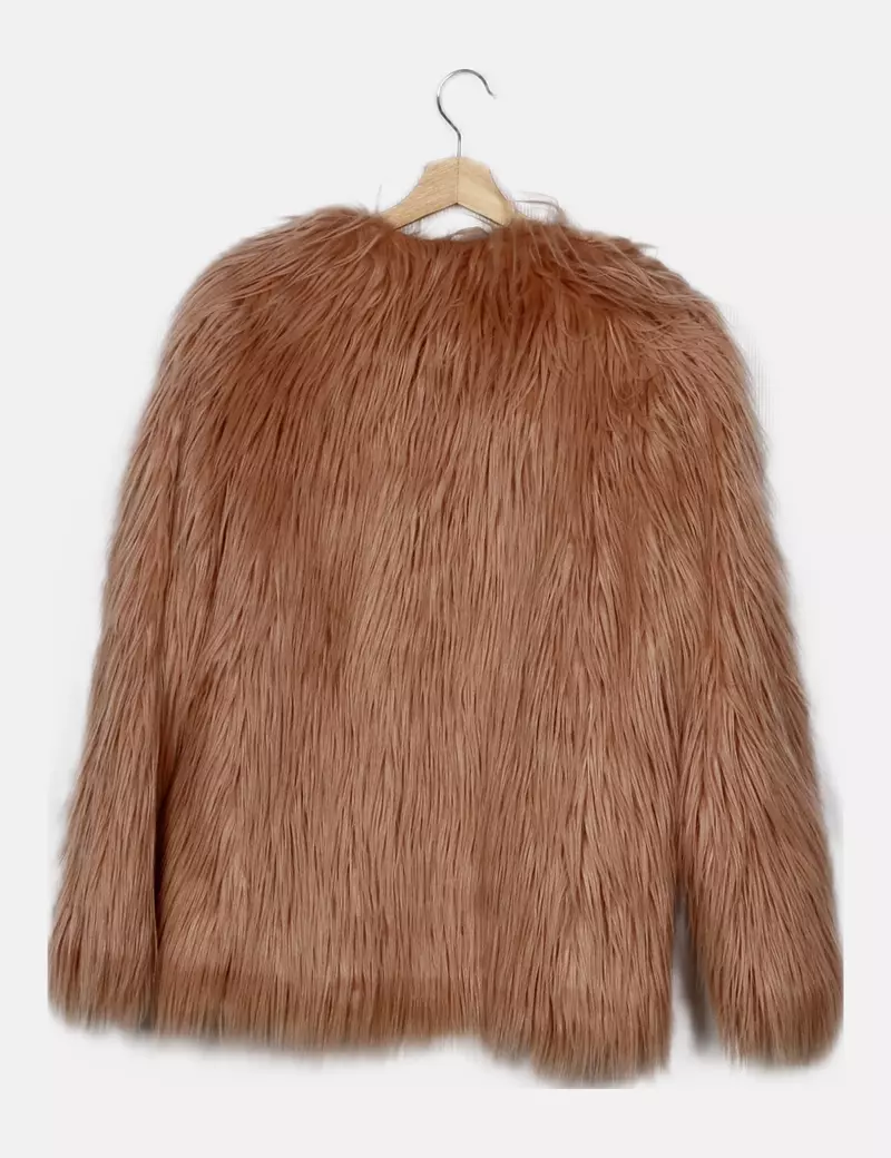 Vero Moda Abrigo rosa de pelo sintético