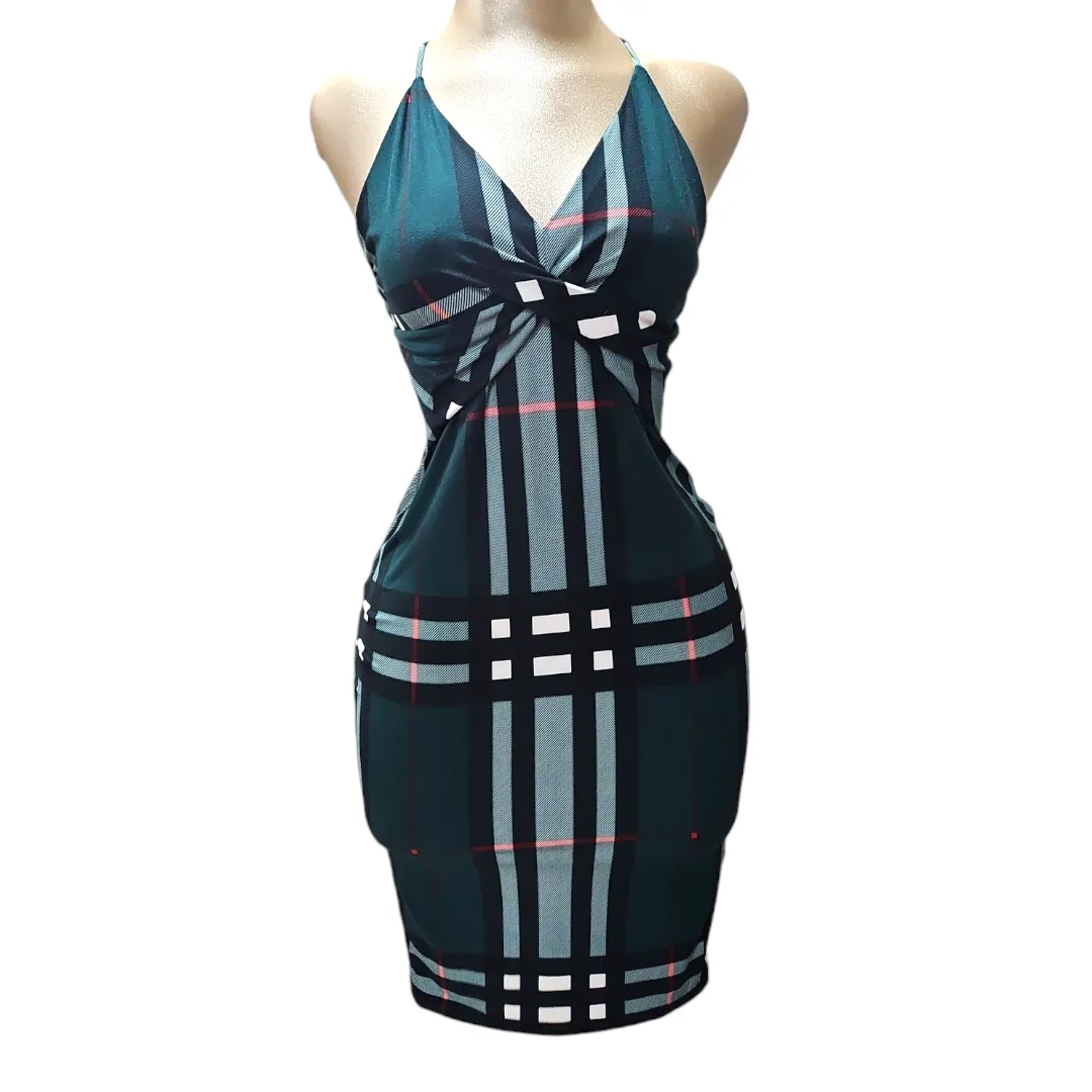 Vestido cuadros verde