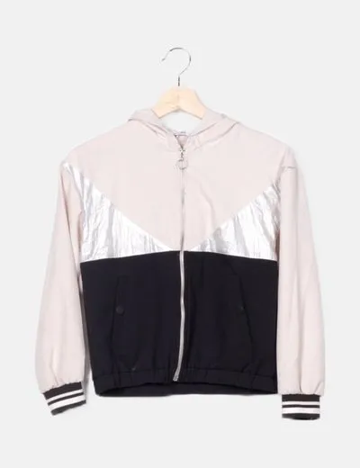 Zara Chaqueta bicolor capucha