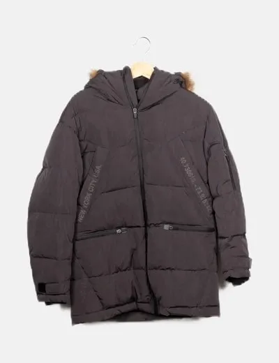 Zara Chaqueta gris acolchada