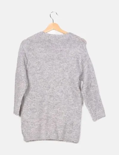 Zara Chaqueta gris punto